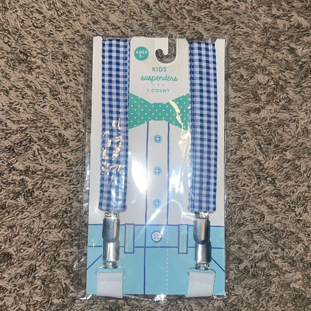 Made for Retail brand Kids Suspenders 1 Count 3y+ navy gingham